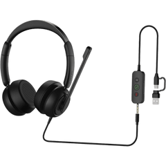 Diadema / Auricular con Cable / USB-C USB-A 3.5mm / Micrófono AI ENC / Driver 40mm / EQ Dinámico / Protección Auditiva EN50332