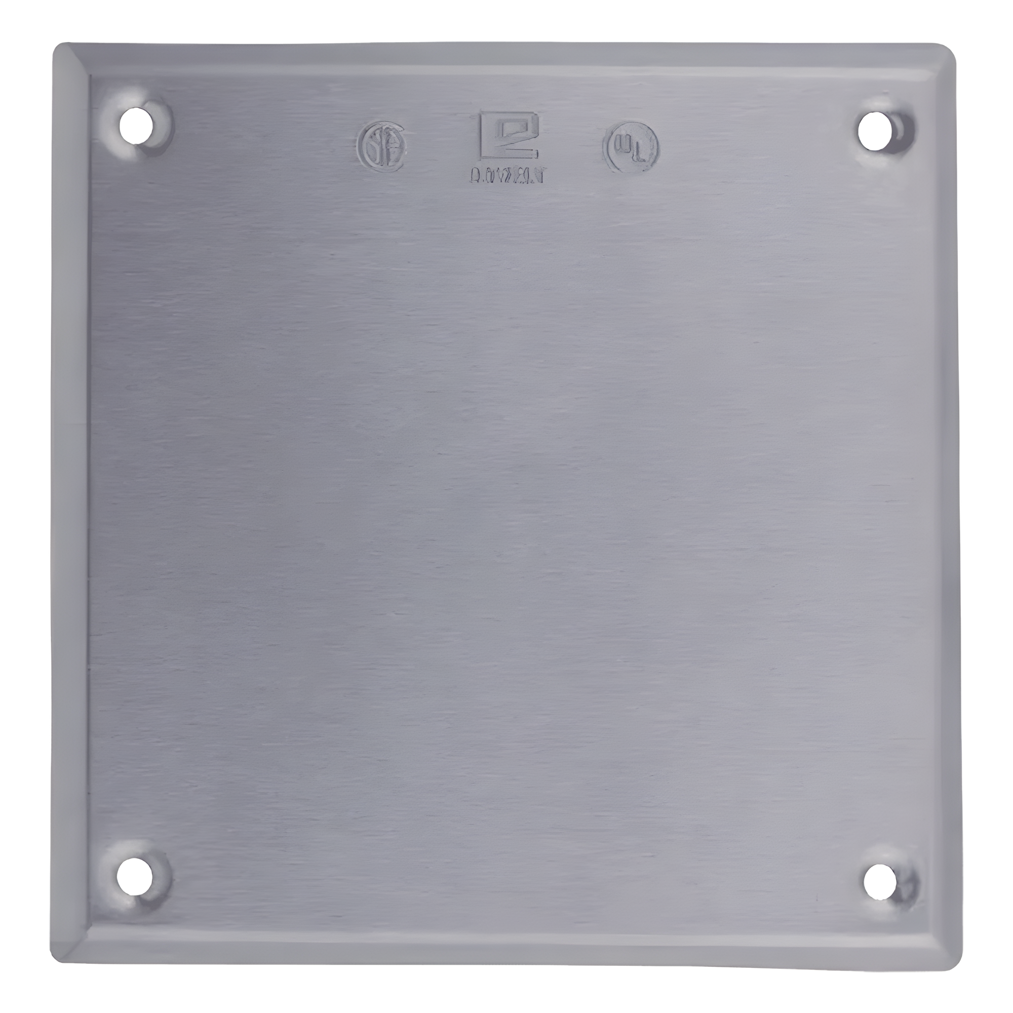 Tapa cuadrada ciega de aluminio para caja cuadrada.