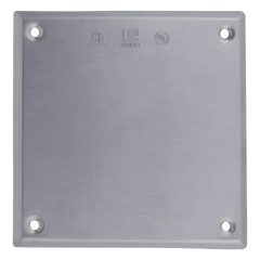 Tapa cuadrada ciega de aluminio para caja cuadrada.