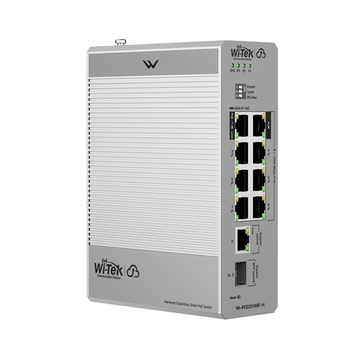 Switch Industrial PoE / 8 Puertos Gigabit PoE / 110W-270W Budget / SFP / DIN-Rail / -30°C a 65°C / Fanless