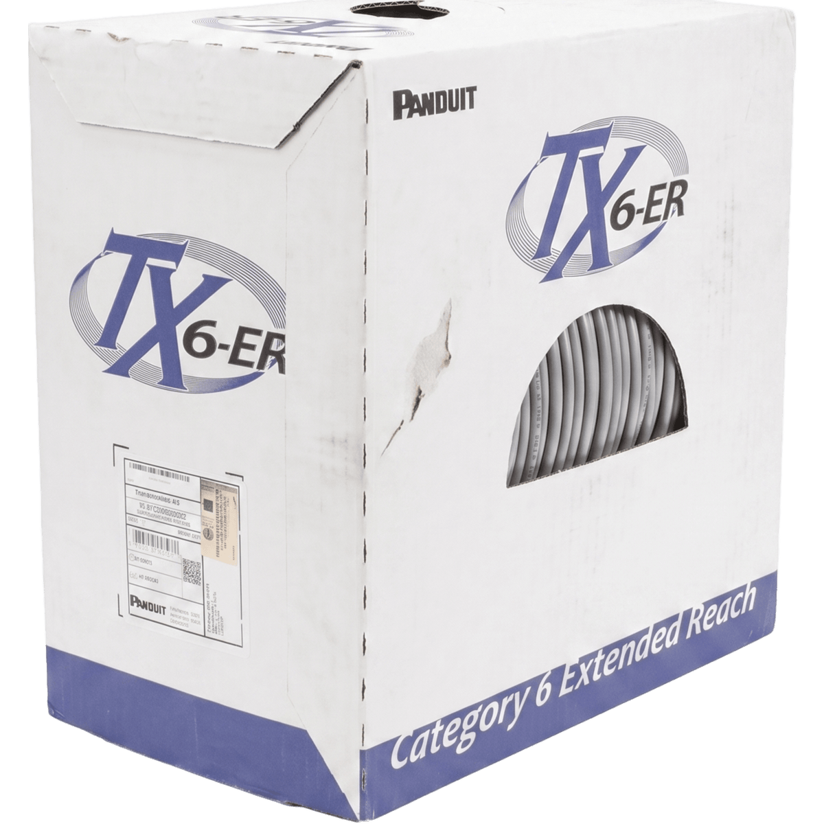 Bobina de Cable UTP de 4 Pares, Cat6 de Rango Extendido, 22 AWG, CMR (Riser), Color Gris, 305 m