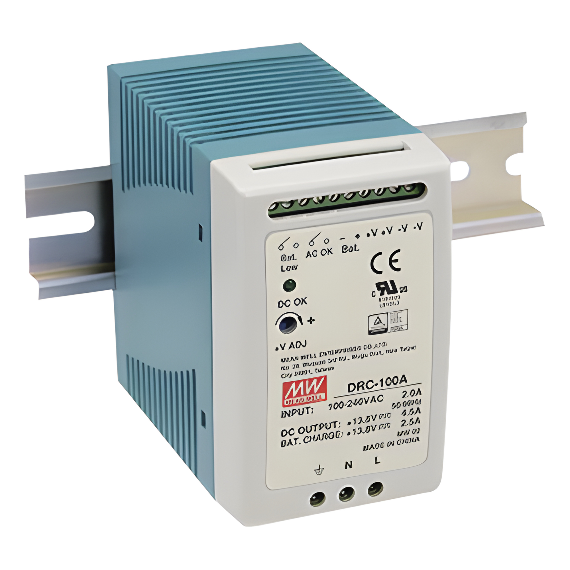 Fuente de poder Riel Din 12V, 100W con Cargador de Batería