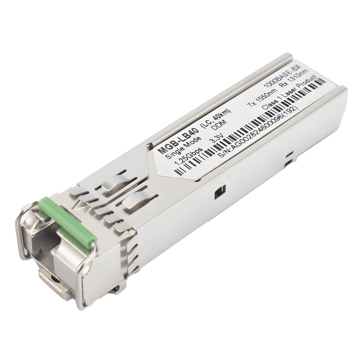Transceptor mini-Gbic SFP 1G LC TX:1550nm RX:1310 para fibra Mono Modo 40 Km WDM, Requiere MGB-LA40