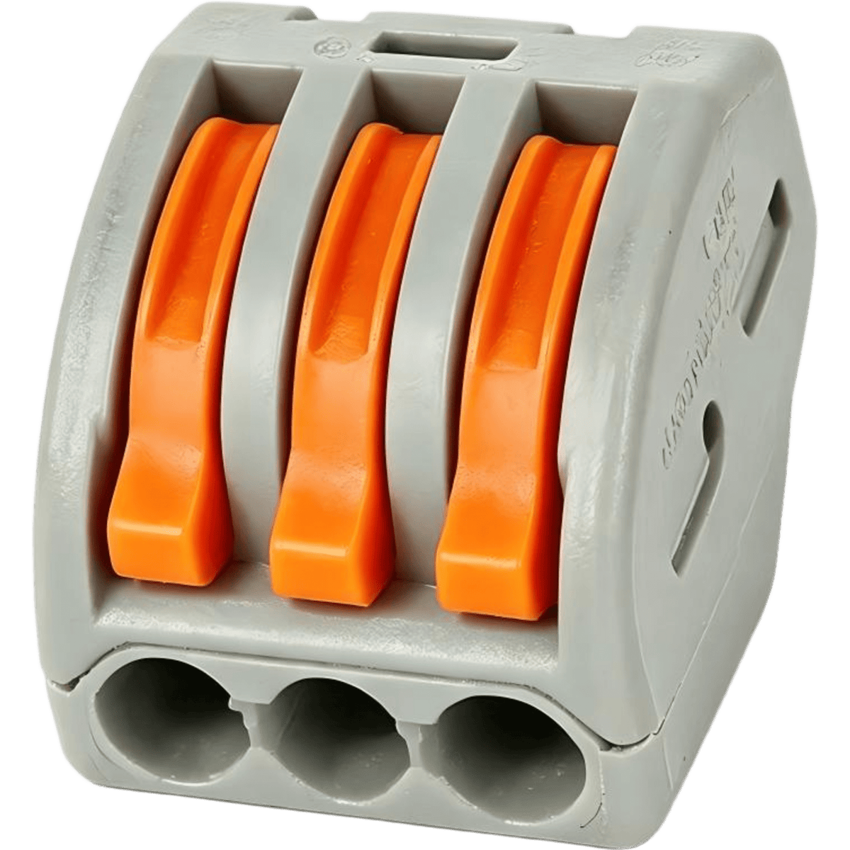Conector Rápido Push-in con Palanca para Empalmes Eléctricos / Reutilizable y sin Herramientas / 3 Vías / 32 A / Paquete con 100 Piezas