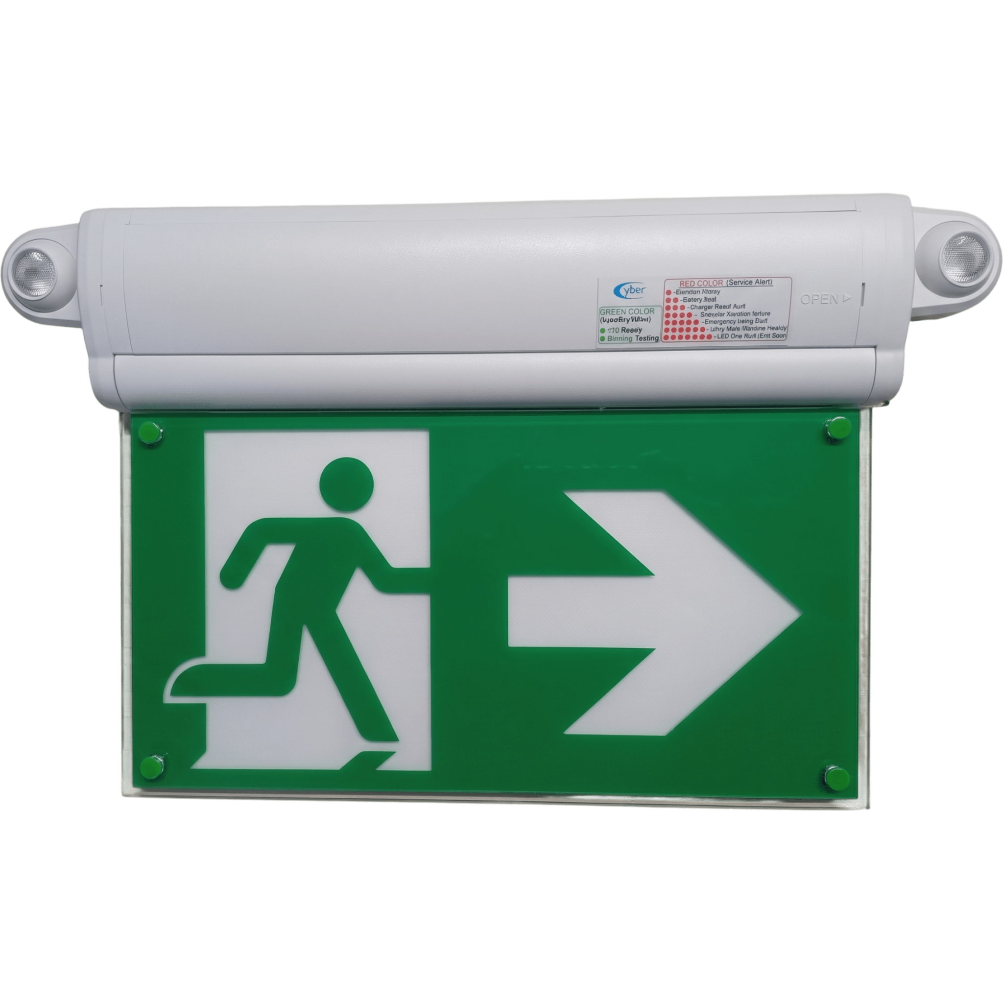 Letrero de Salida con Luz de Emergencia / Borde Iluminado con LEDs Blancos / Pictograma Intercambiable / Montaje Pared-Techo-Lateral / 2 Horas Autonomía