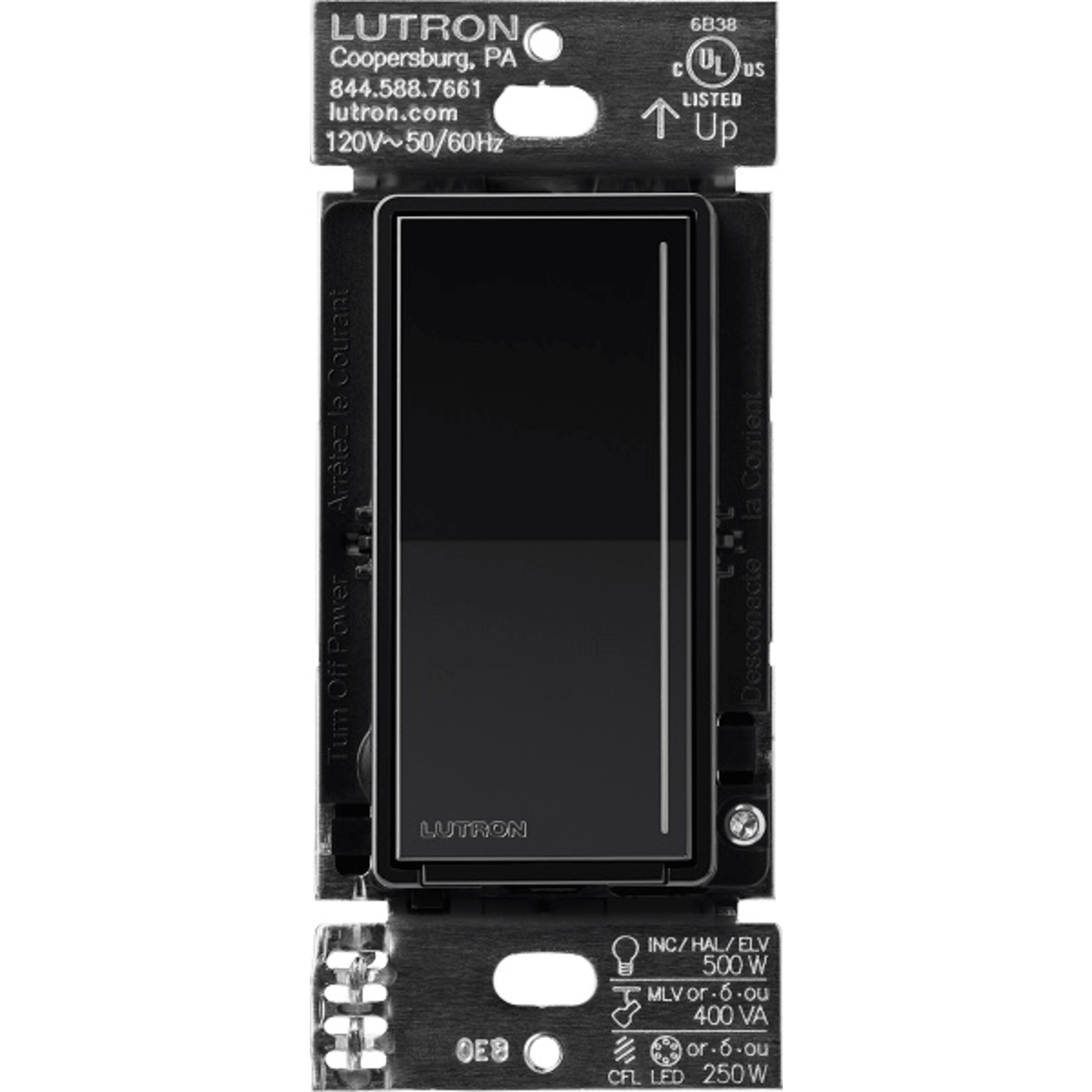 (RadioRa3) )Atenuador (dimmer) Auxiliar de pared, compañero de atenuadores multilocación. Usar en 3 vías o escalera.