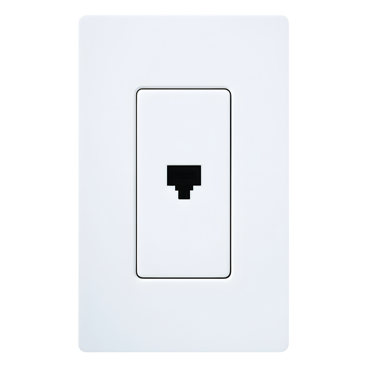 Jack telefónico de pared RJ11 de 6 conductores, diseño a ras de pared, color blanco, para placas Lutron Claro y Satin Colors (placa se vende por separado)
