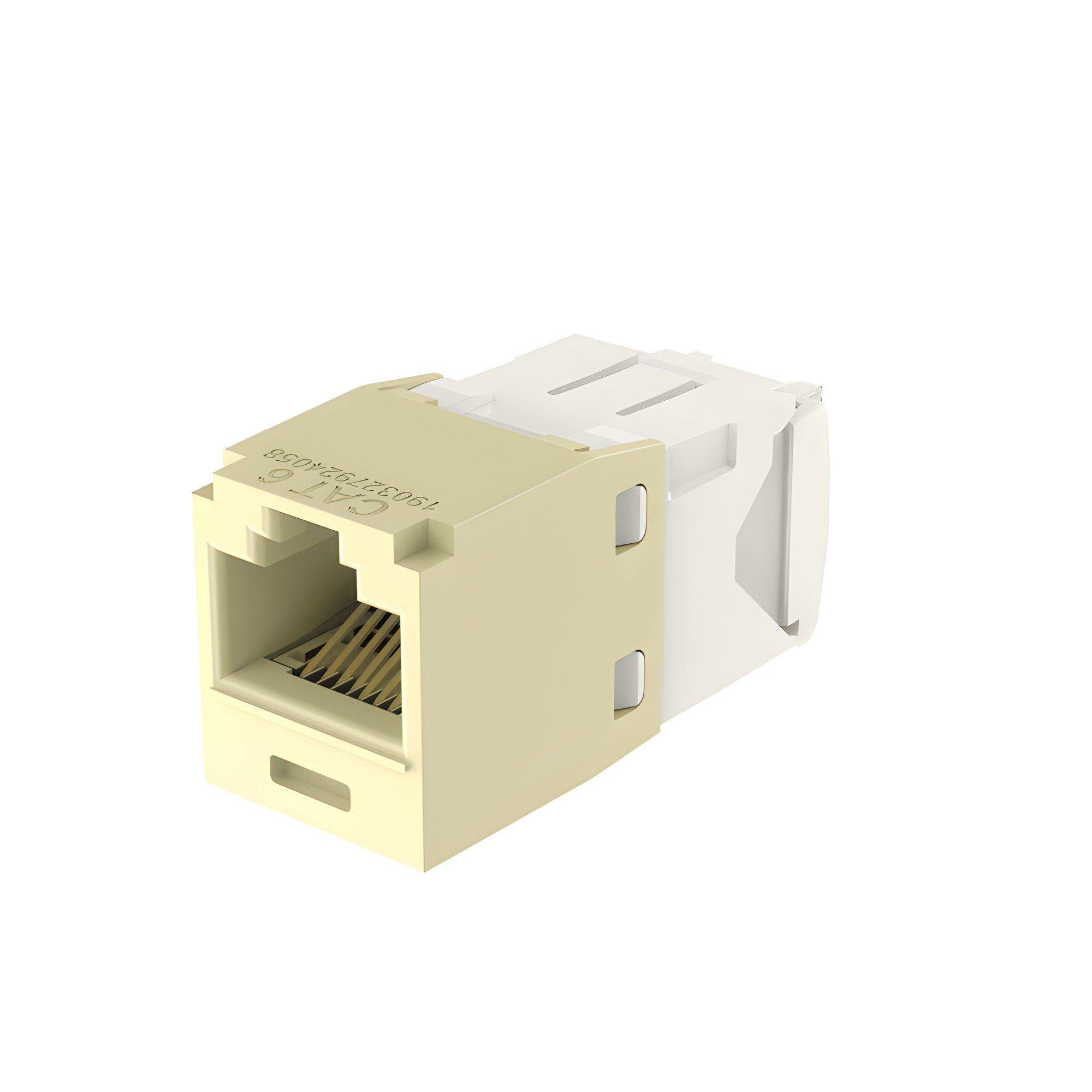 Conector Jack RJ45 Estilo TG, Mini-Com, Categoría 6, de 8 Posiciones y 8 Cables, Color Marfil