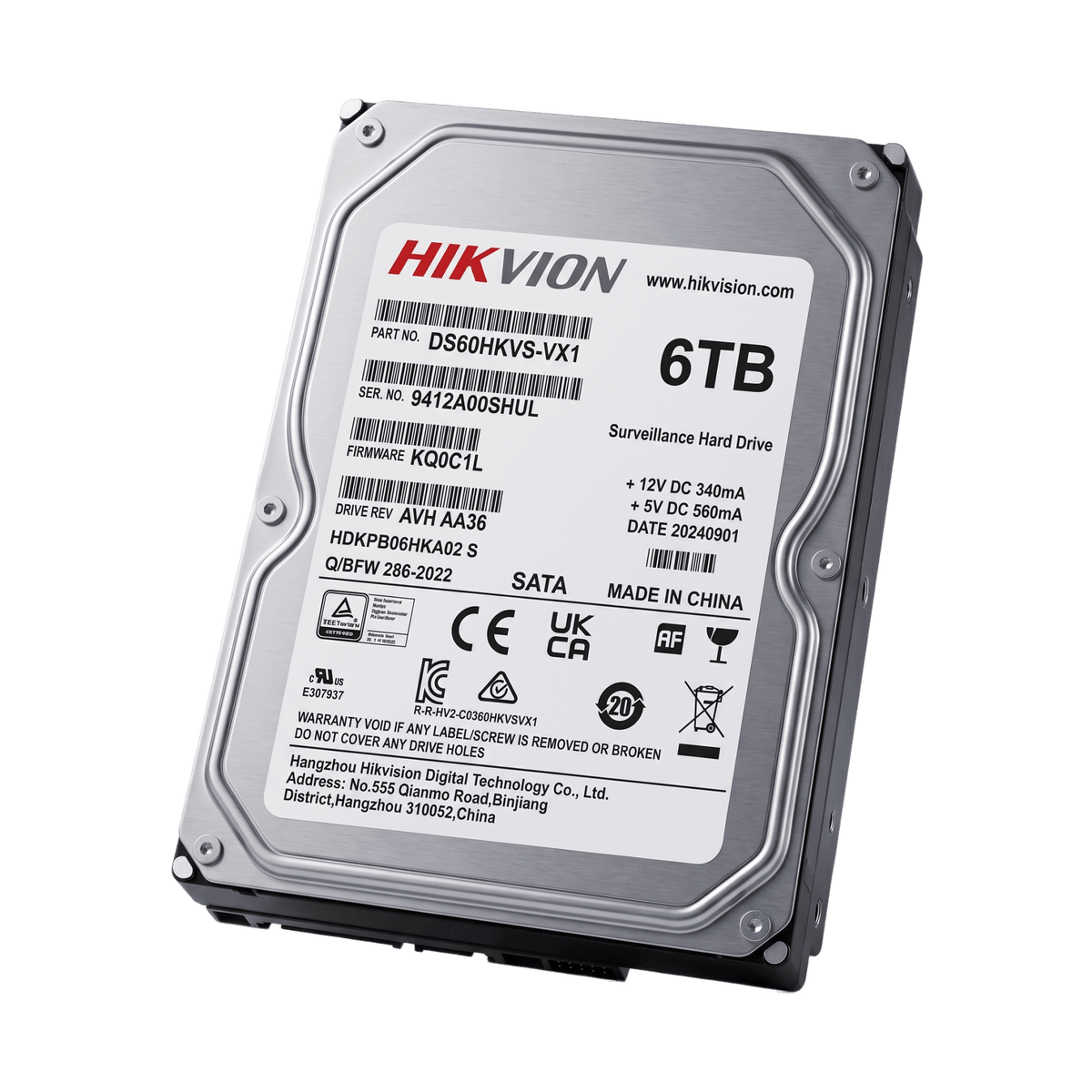 Disco Duro para Videovigilancia / 6 TB / SATA 6.0 Gb/s / 5400 RPM / 256 MB Buffer / Soporta 64 Cámaras HD / Operación 24/7 / 180 TB/Año / MTTF 1M Horas