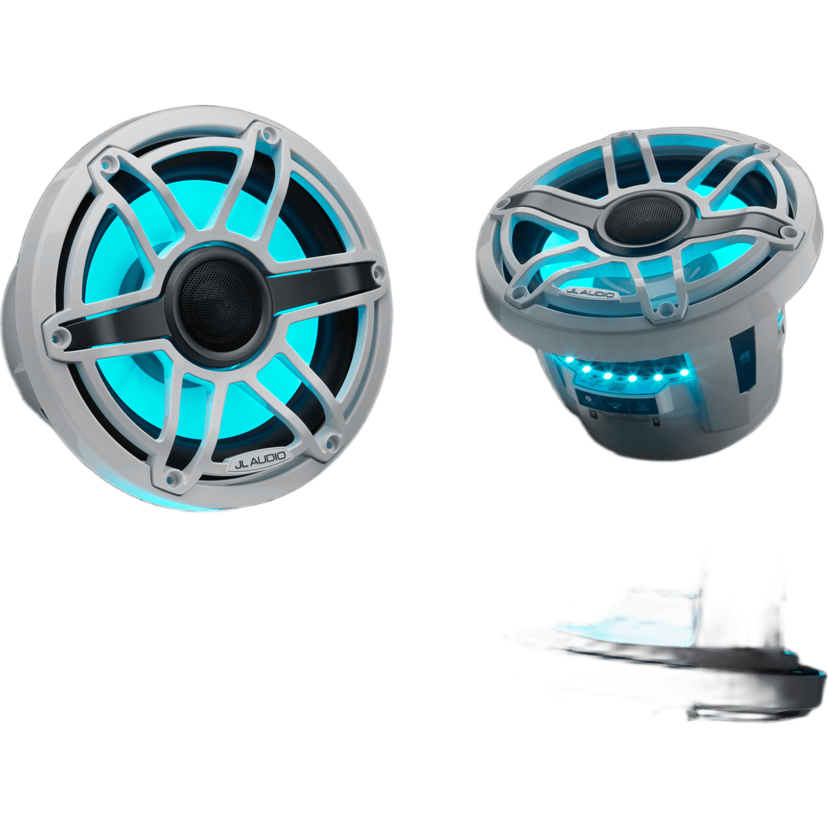 Bocinas Náuticas JL Audio M6 8.8" / Coaxial / LED Transflective / Rejilla Deportiva Blanca / 125 W RMS / 4 &Omega; / Respuesta 38 Hz-20 kHz / Polipropileno Relleno de Mica