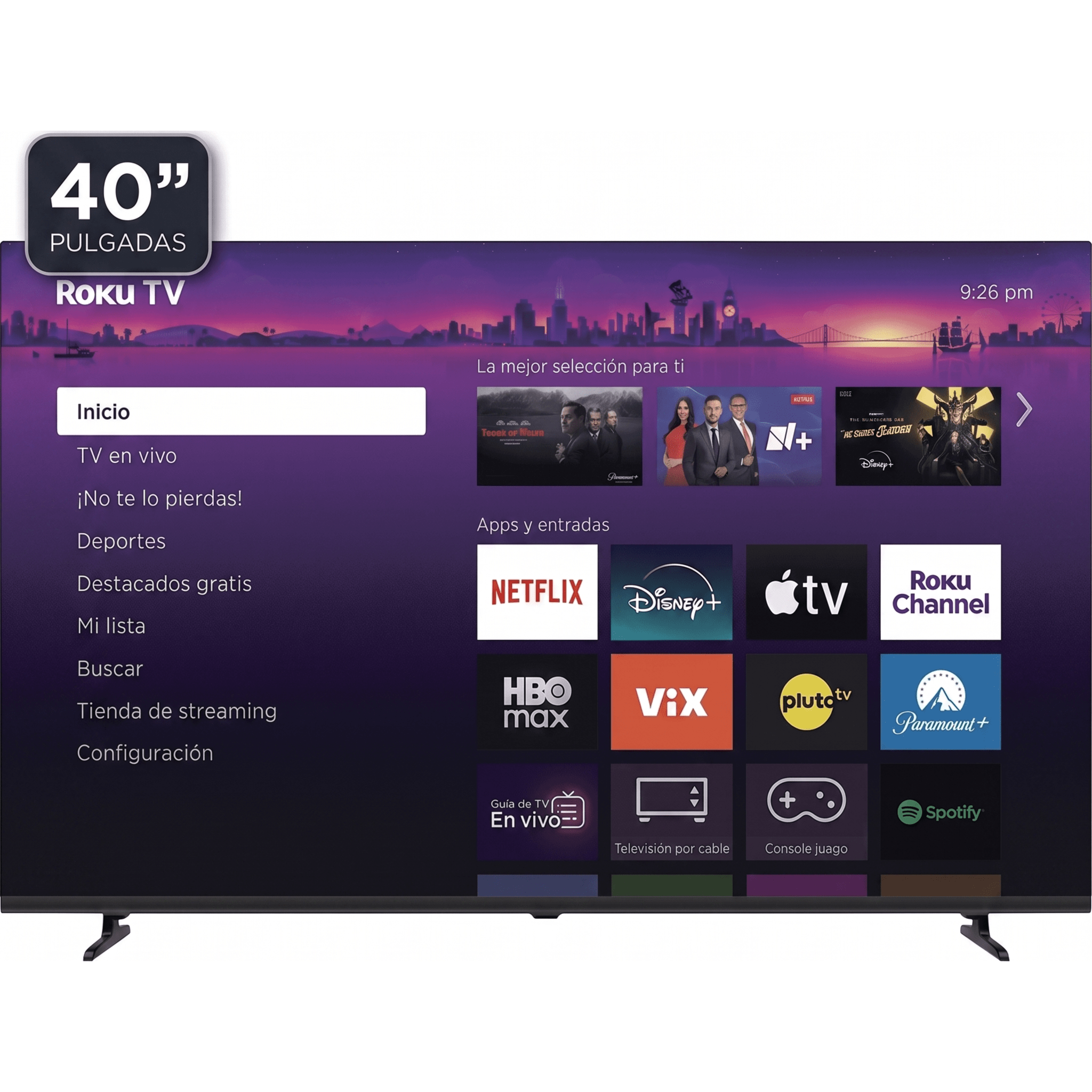 ROKU SmartTV QLED 40 Pulgadas / Dolby audio / 3 puertos HDMI / Resolucion Full HD / WiFi Integrado / VESA 100x100 mm