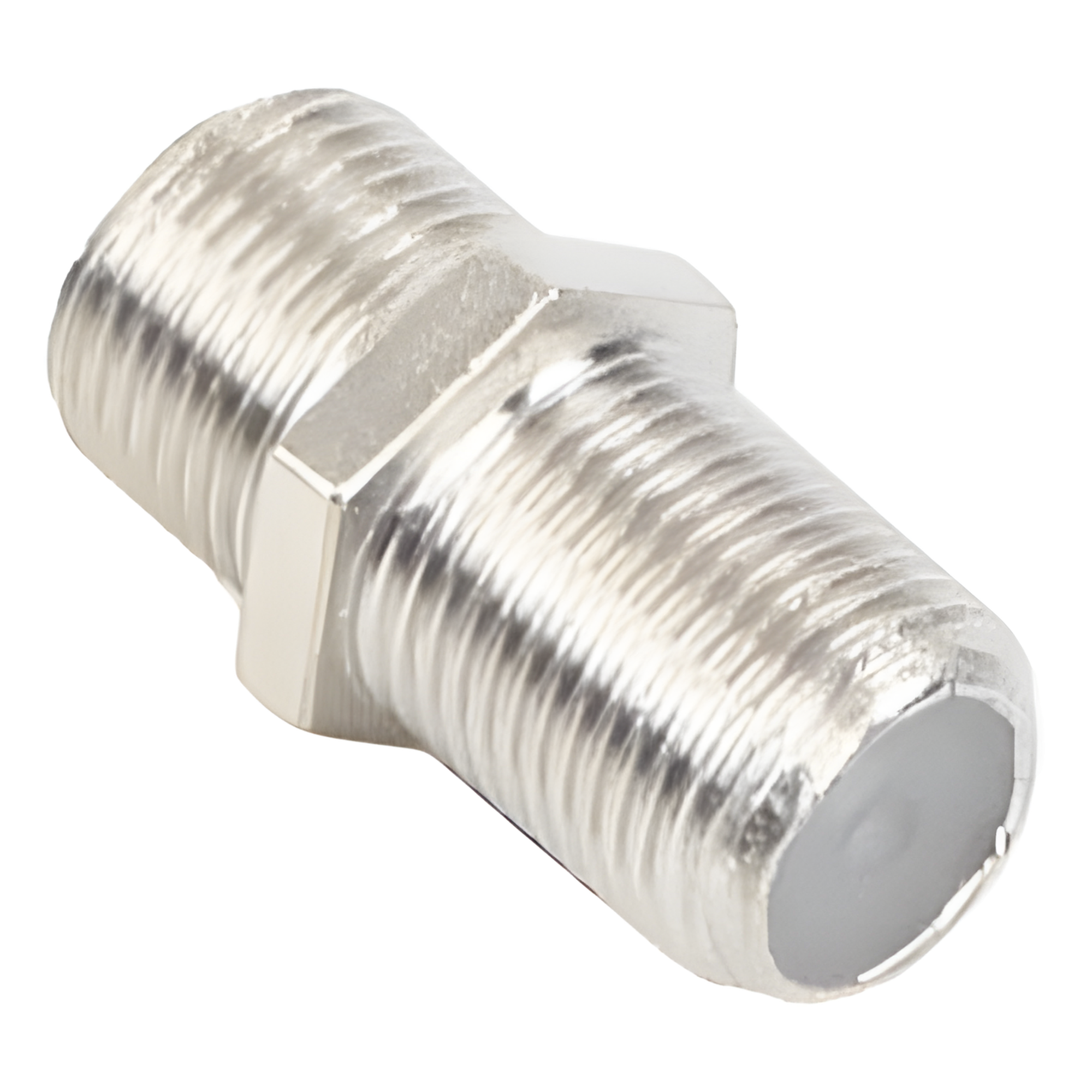 Adaptador Barril para 75 Ohm, de Conector F Hembra a F Hembra, Níquel/ Estaño/ Polietileno.