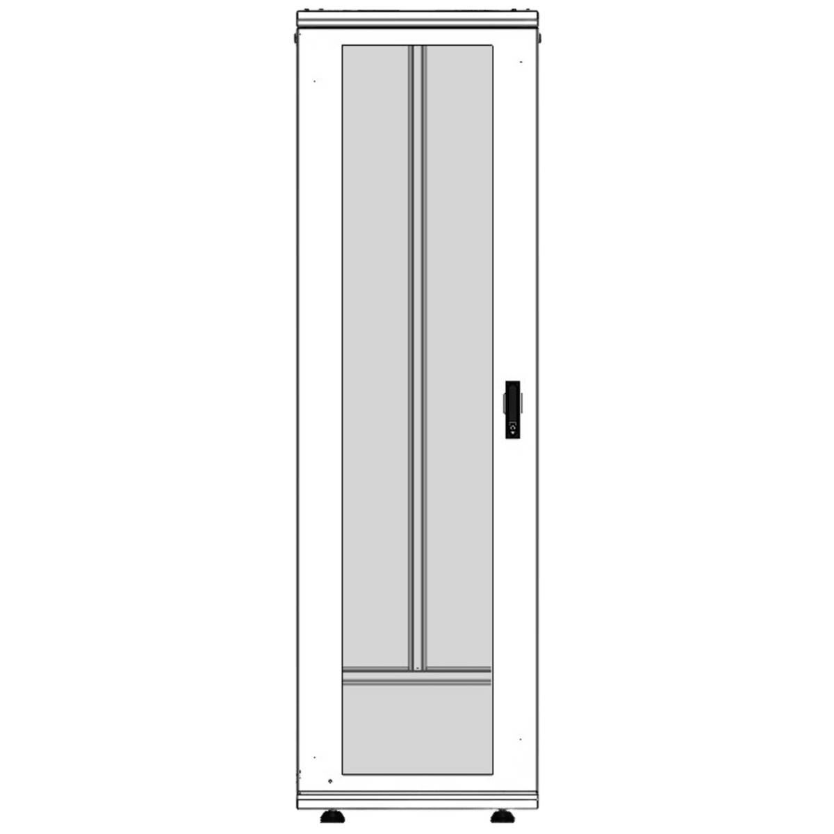 Gabinete Rack 42 Unidades / Piso 19 Pulgadas / Puerta Cristal Templado / Capacidad Carga 1000 Kg / Acero Calibres 16-18-20 / Ventilación Superior / Ruedas y Niveladores / Cerradura Seguridad