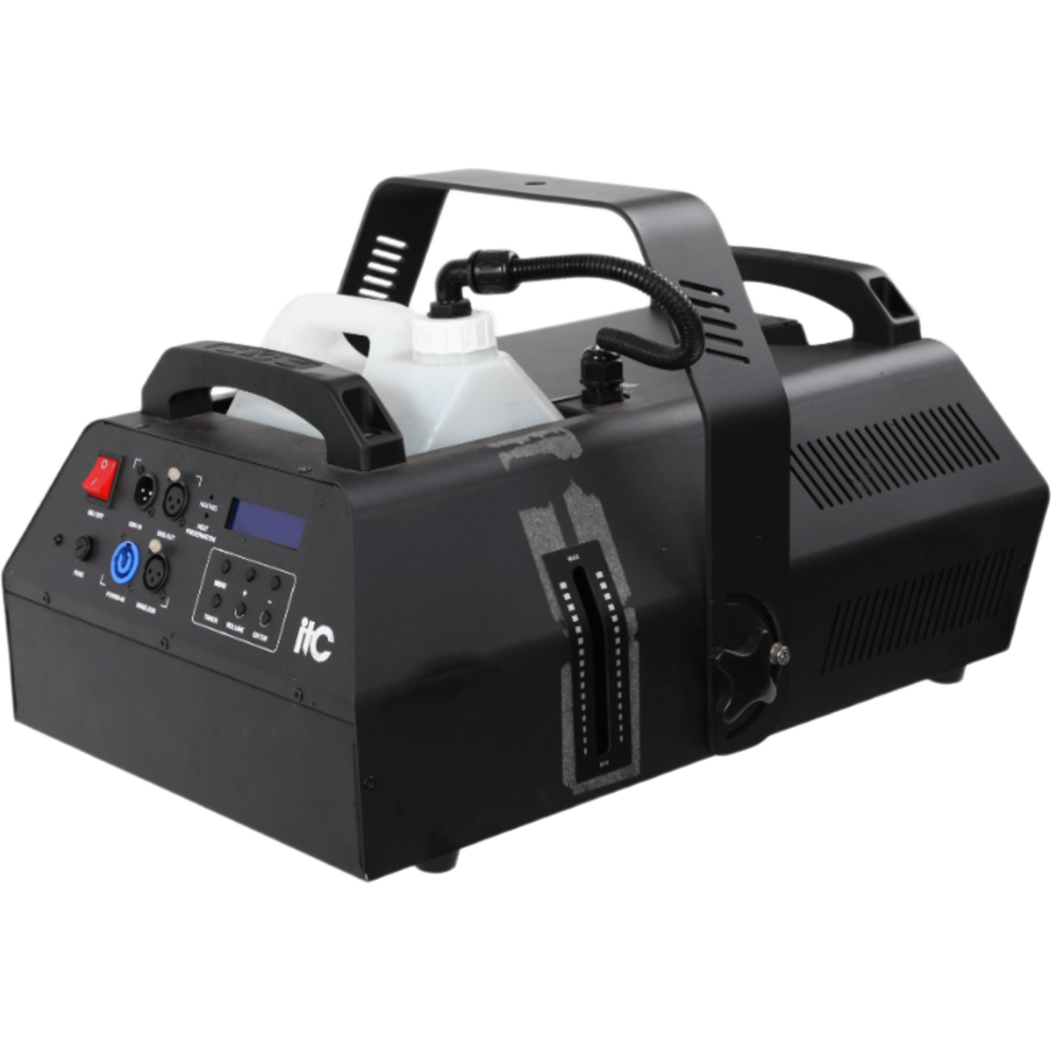 Máquina de Humo Profesional / 1500W / Salida Máxima 26,600 pies cúbicos por minuto / Distancia de Rocío 6 m (19.7 ft) / Ángulo de Rocío 0-130° Ajustable / Control DMX512 e Inalámbrico / Tanque 4.0 L / P