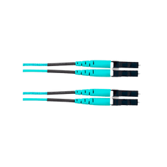 Jumper de Fibra Óptica Multimodo 50/125 OM4, LC-LC Duplex, OFNR (Riser), Color Aqua, 40 Metros (131.23 Pies)