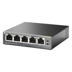 Switch PoE no Administrable de escritorio / 5 puertos 10/100 Mbps / 4 puertos PoE af/at / Presupuesto 67 W / Modo Extensor hasta 250 m / Calidad video prioritaria