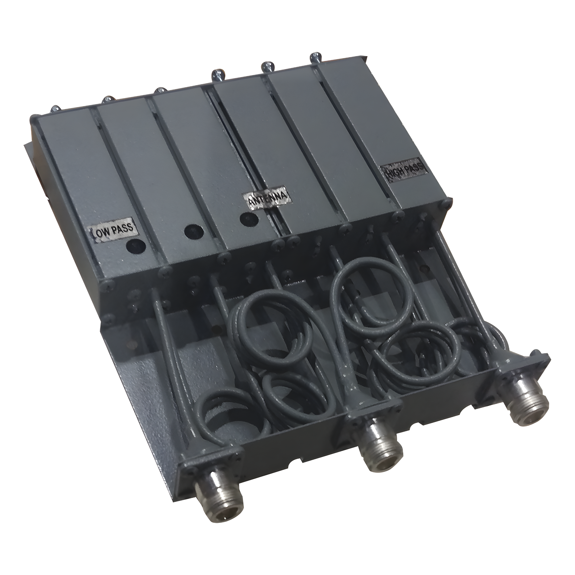 Duplexer SYSCOM en VHF, 6 Cav. 136-148 MHz, 50 Watt, 5 MHz Sep. Rechazo de Banda, N Hembras.