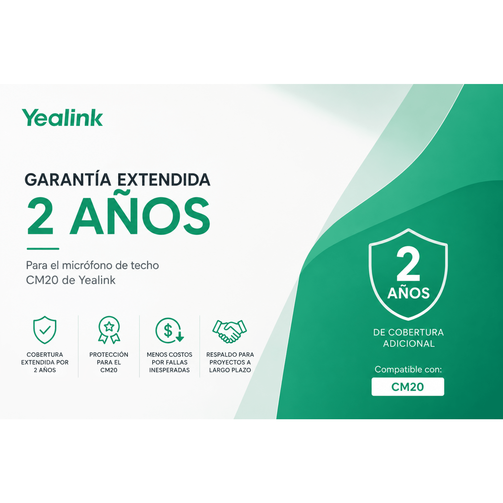 Garantia Extendida de 2 años para Microfono de Techo CM20 de Yealink