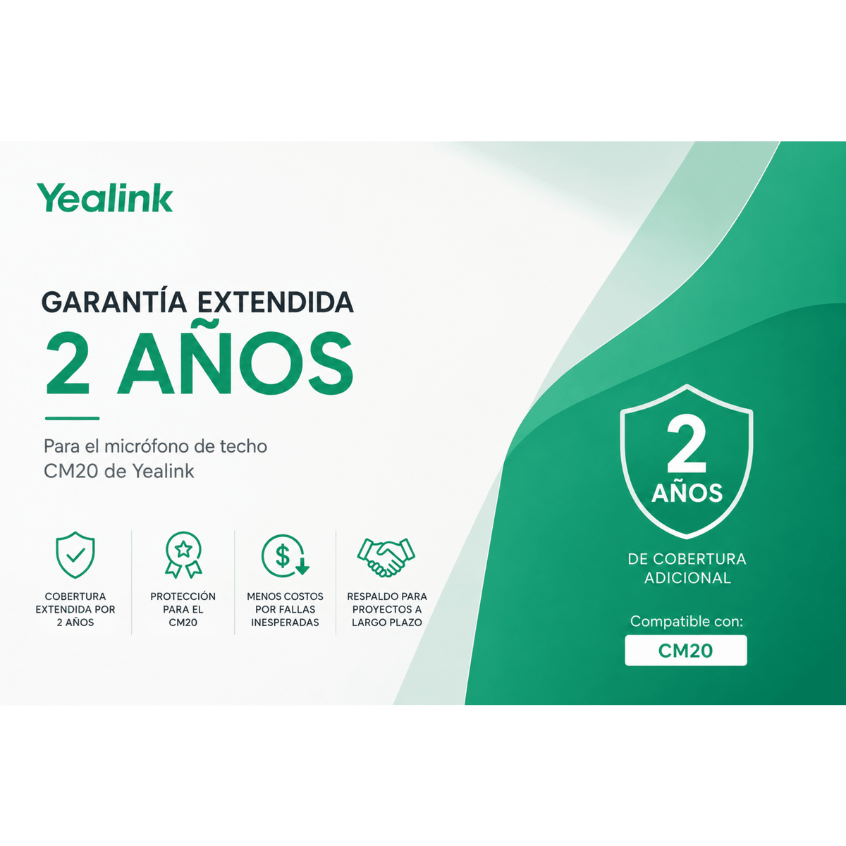Garantia Extendida de 2 años para Microfono de Techo CM20 de Yealink