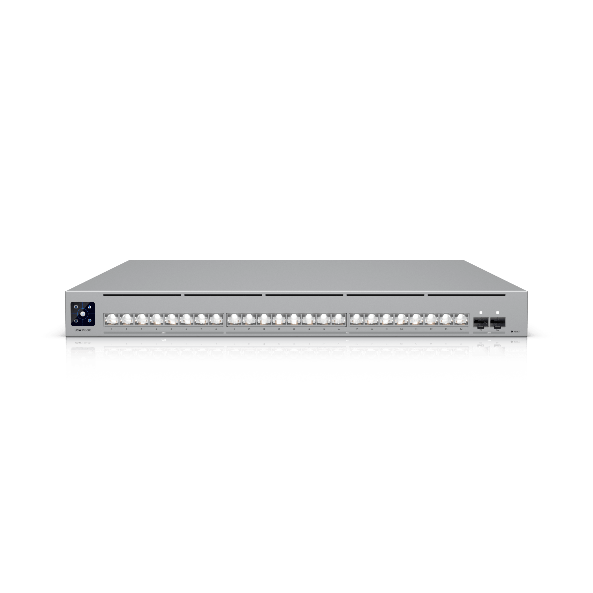 UniFi Switch USW-Pro-XG-24 / Capa 3 / 24 puertos  (16 × 10 GbE, 8 × 2,5 GbE) + 2 puertos SFP28 25 G