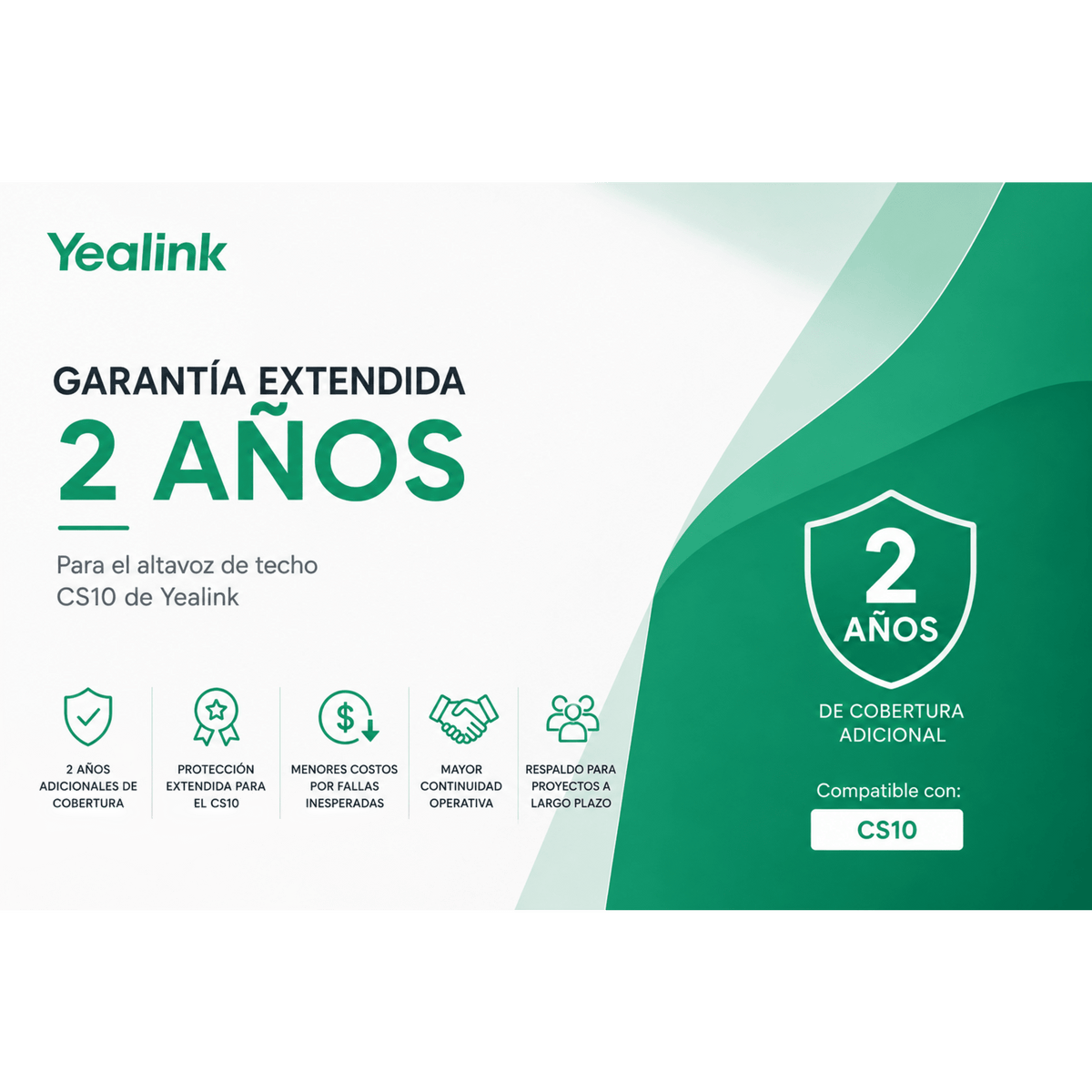 Garantia Extendida de 2 Años para Altavoz de Techo CS10 de Yealink