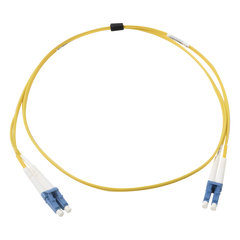 Jumper de Fibra Óptica Monomodo (OS2), XGLO, Riser, LC/UPC-LC/UPC Duplex, OFNR, Color Amarillo, 1 Metro (3.28 Pies)