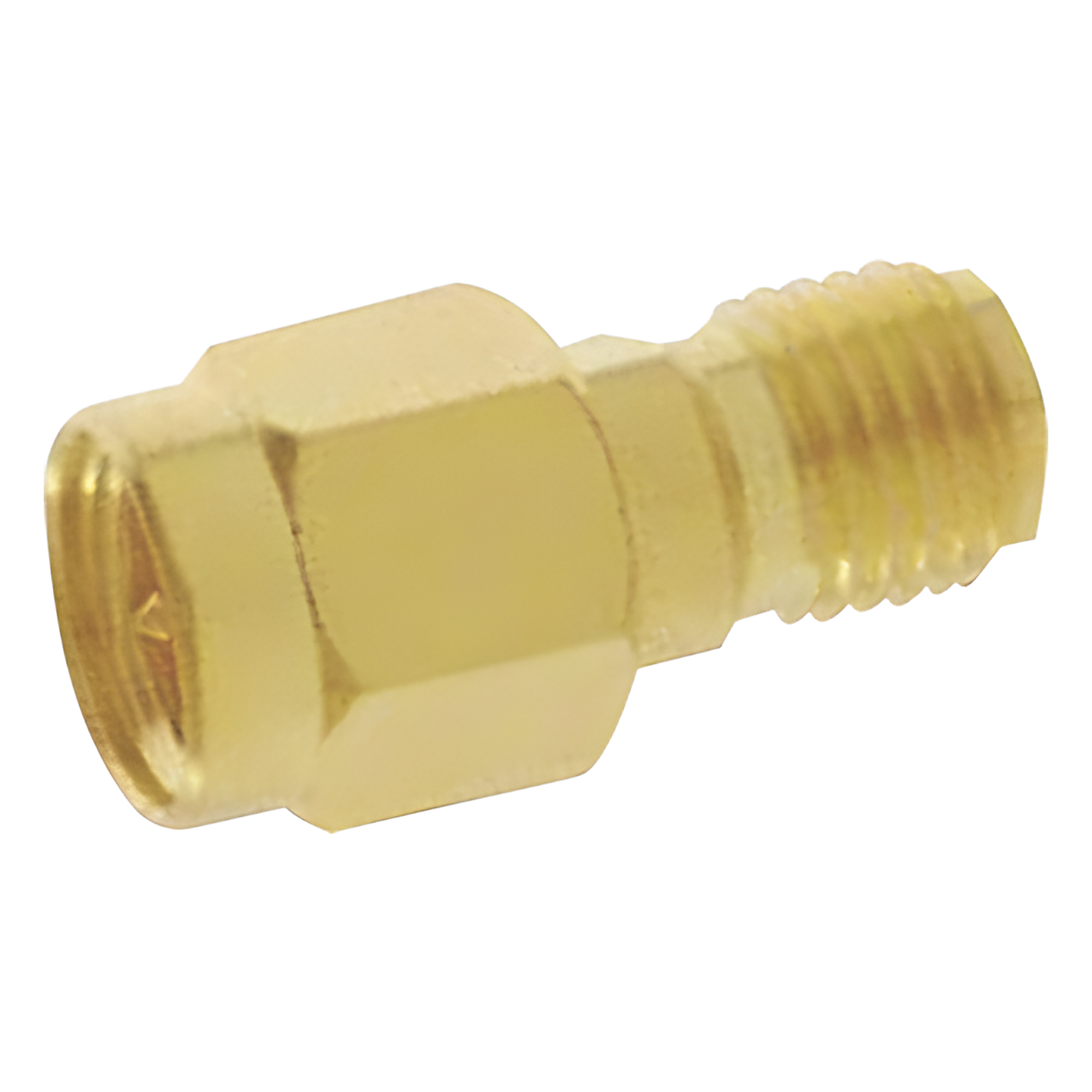 Adaptador en Línea, de Conector SMA Macho a SMA Hembra Inverso, Oro/ Oro/ Teflón.