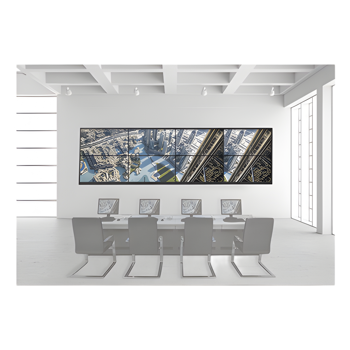 Kit Videowall 4x2 / Incluye 8 Pantallas de 55" / Decoder / Base de Pared