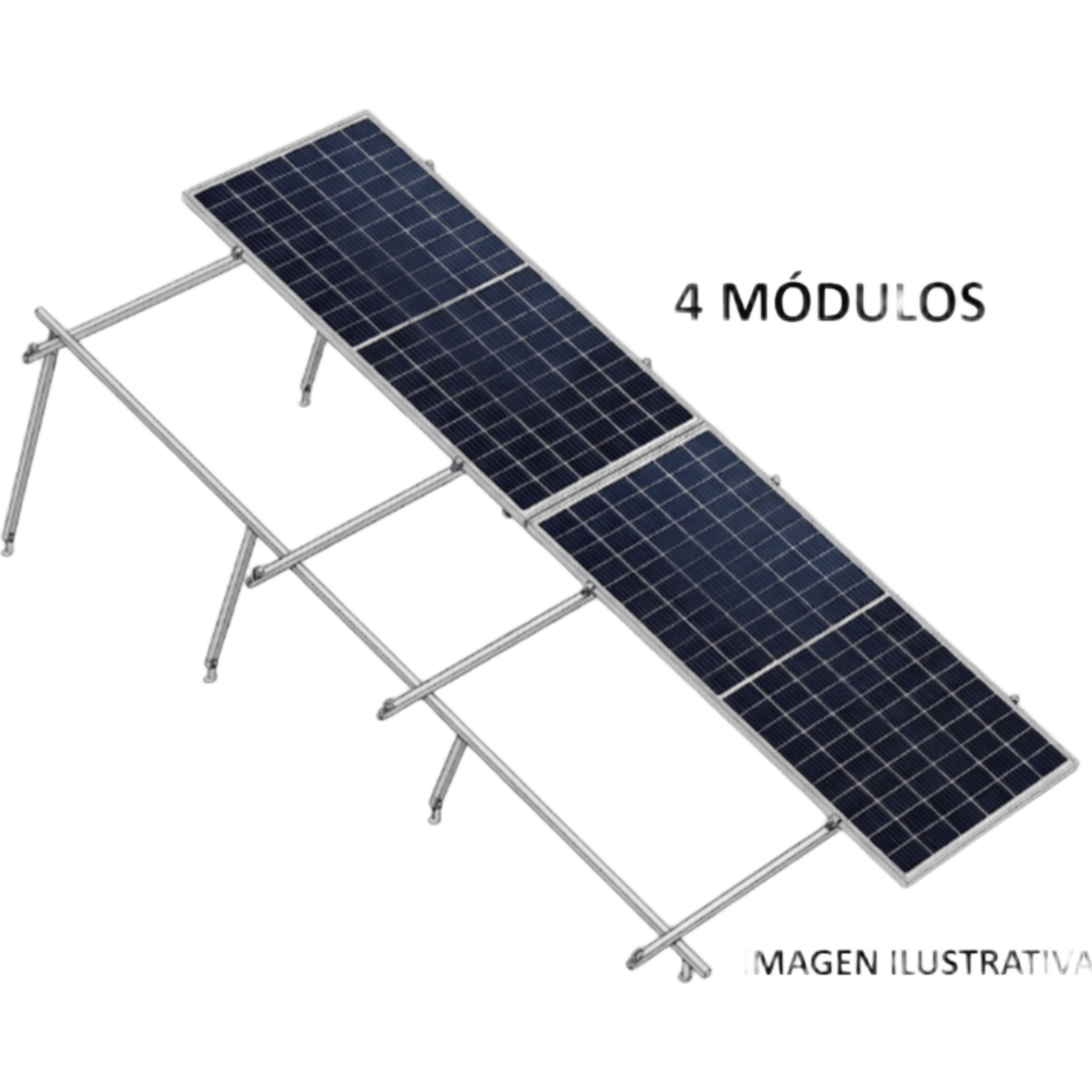 Kit Basel Sistema de Montaje Solar para 4 Módulos / Inclinación 10° / Para Módulo 645 W / Dimensiones del Módulo 2.382 m (7.8 ft) x 1.134 m (3.7 ft) / Velocidad de Viento 170 km/h /  Losa Plana Doble Fila
