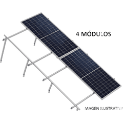 Kit Basel Sistema de Montaje Solar para 4 Módulos / Inclinación 10° / Para Módulo 645 W / Dimensiones del Módulo 2.382 m (7.8 ft) x 1.134 m (3.7 ft) / Velocidad de Viento 170 km/h /  Losa Plana Doble Fila