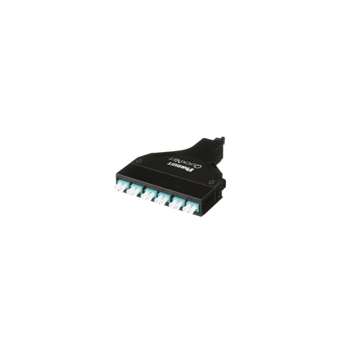 Cassette de Fibra Óptica SFQ QuickNet™ de 6 Adaptadores LC Dúplex (12 Fibras) a MPO, Para Fibra Multimodo OM4, Método A, Color Negro