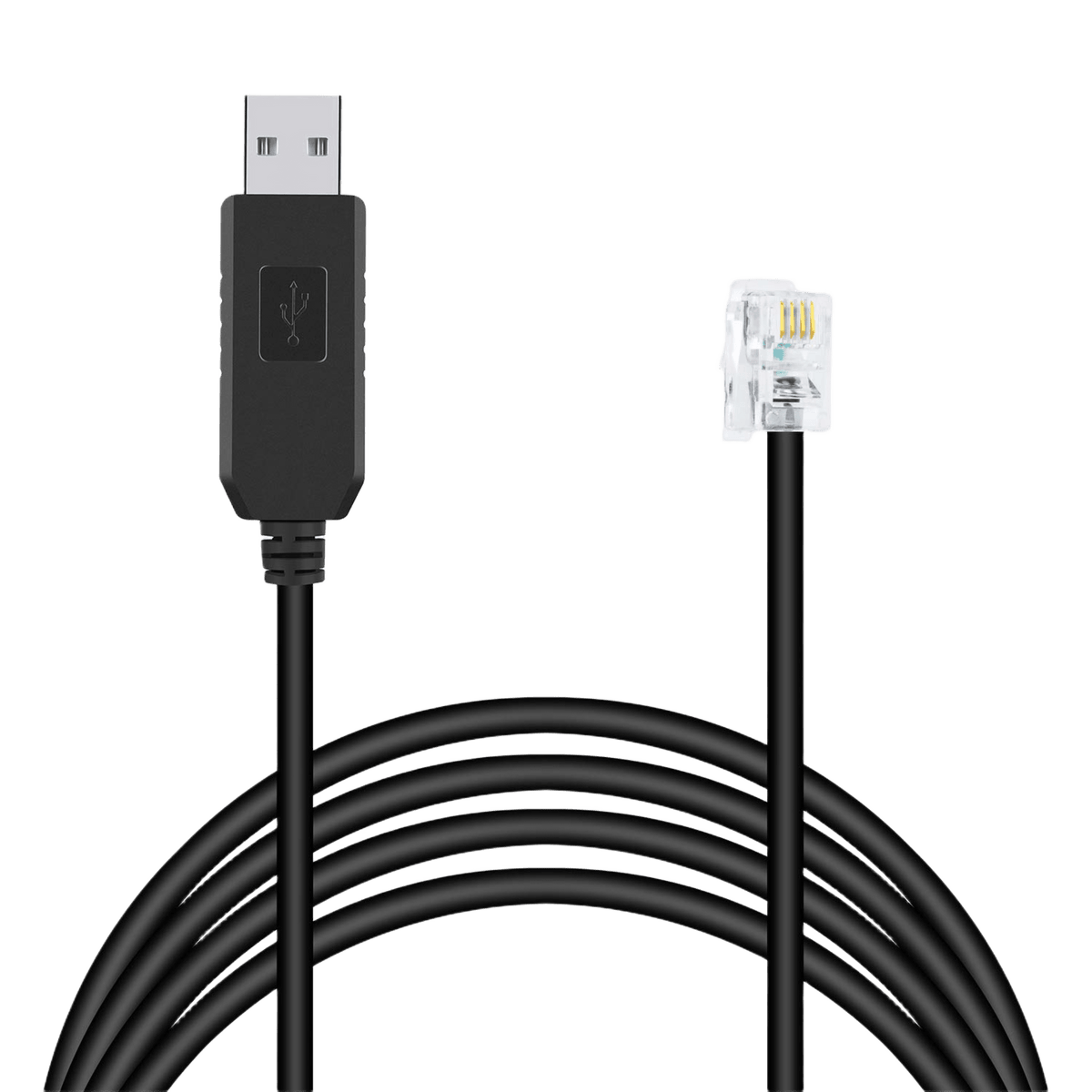 Cable Serial / RJ-9 a USB / 200 cm (6.6 ft) / Negro / Conectores USB A y RJ9