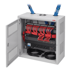Gabinete Rack Horizontal D-Box 6U / Perfil Bajo 1219 mm x 610 mm x 313 mm / Acero RAL 7035 / Puerta 120° / Retail y Puntos Públicos