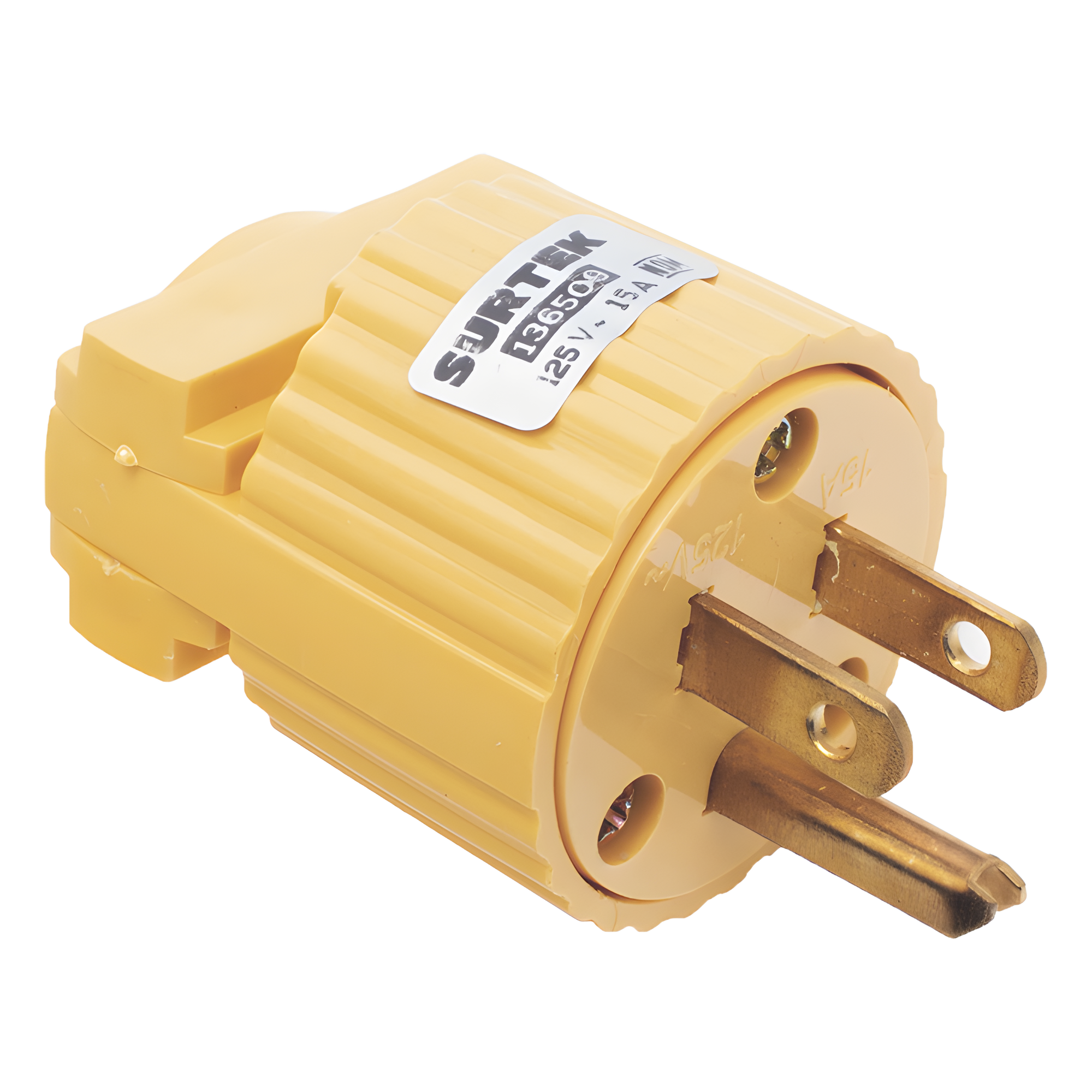 Clavija con Abrazadera Plástica Aterrizada  / 127 V CA 15 A Max.  / Fabricada en Plastico ABS.