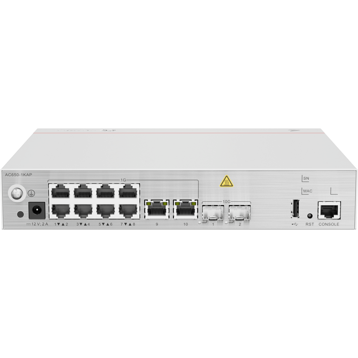 Controladora de Puntos de Acceso / 10 puertos 10/100/1000 Mbps / 2 puertos 10GE SFP+ / Hotspot 2.0 / Roaming Capa 2 y 3 / Rendimiento 12 Gbps / Soporta 1,024 Puntos de acceso Huawei eKit