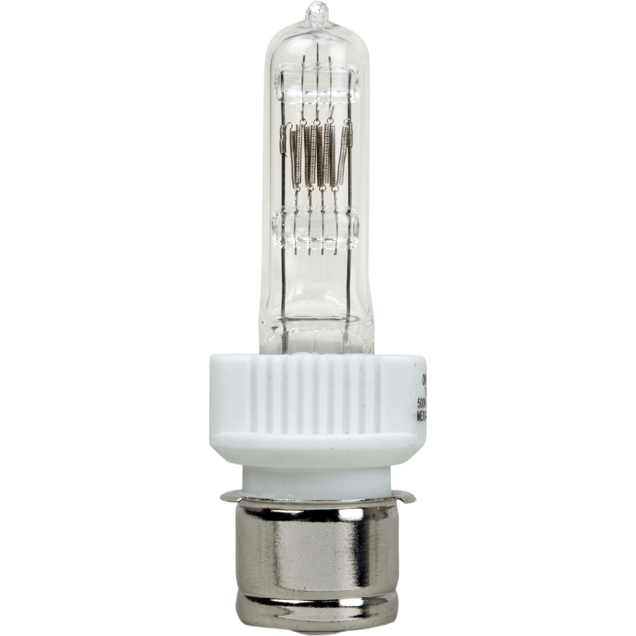Lámpara Halógena de Cuarzo / 500W / 120V / 3,861,000 Candela / Haz 3.0° x 5.4° / Base Prefoco Medio / Vida 500 Horas