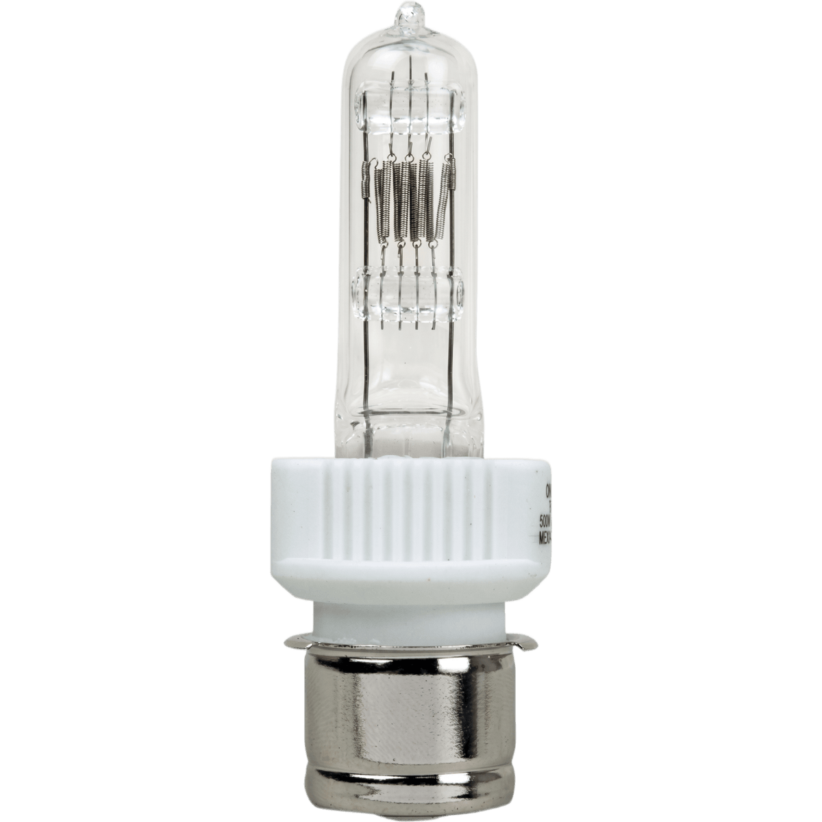 Lámpara Halógena de Cuarzo / 500W / 120V / 3,861,000 Candela / Haz 3.0° x 5.4° / Base Prefoco Medio / Vida 500 Horas