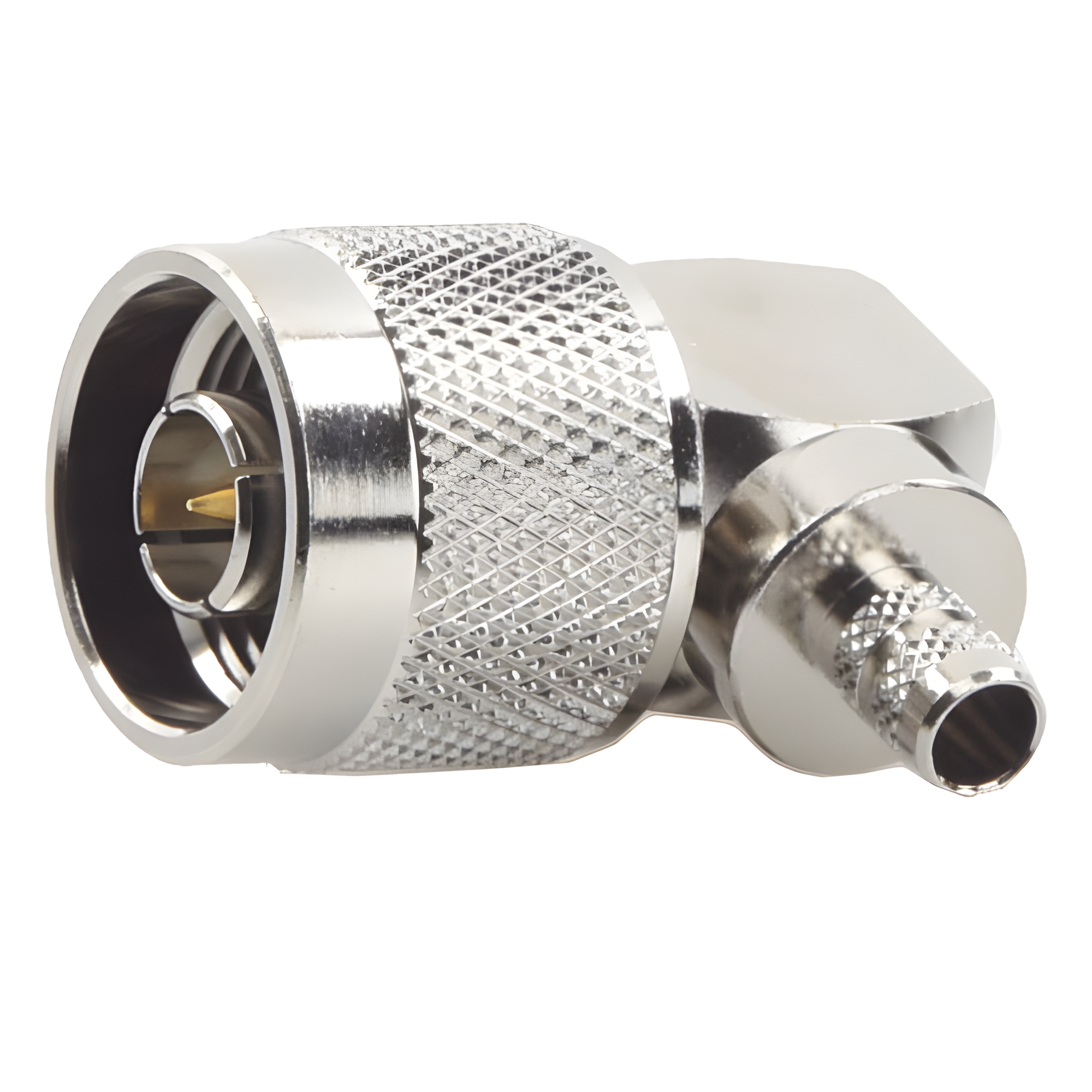 Conector N Macho en A/R de Anillo Plegable para Cables RG-8/X, LMR-240, Níquel/ Oro/ Teflón.