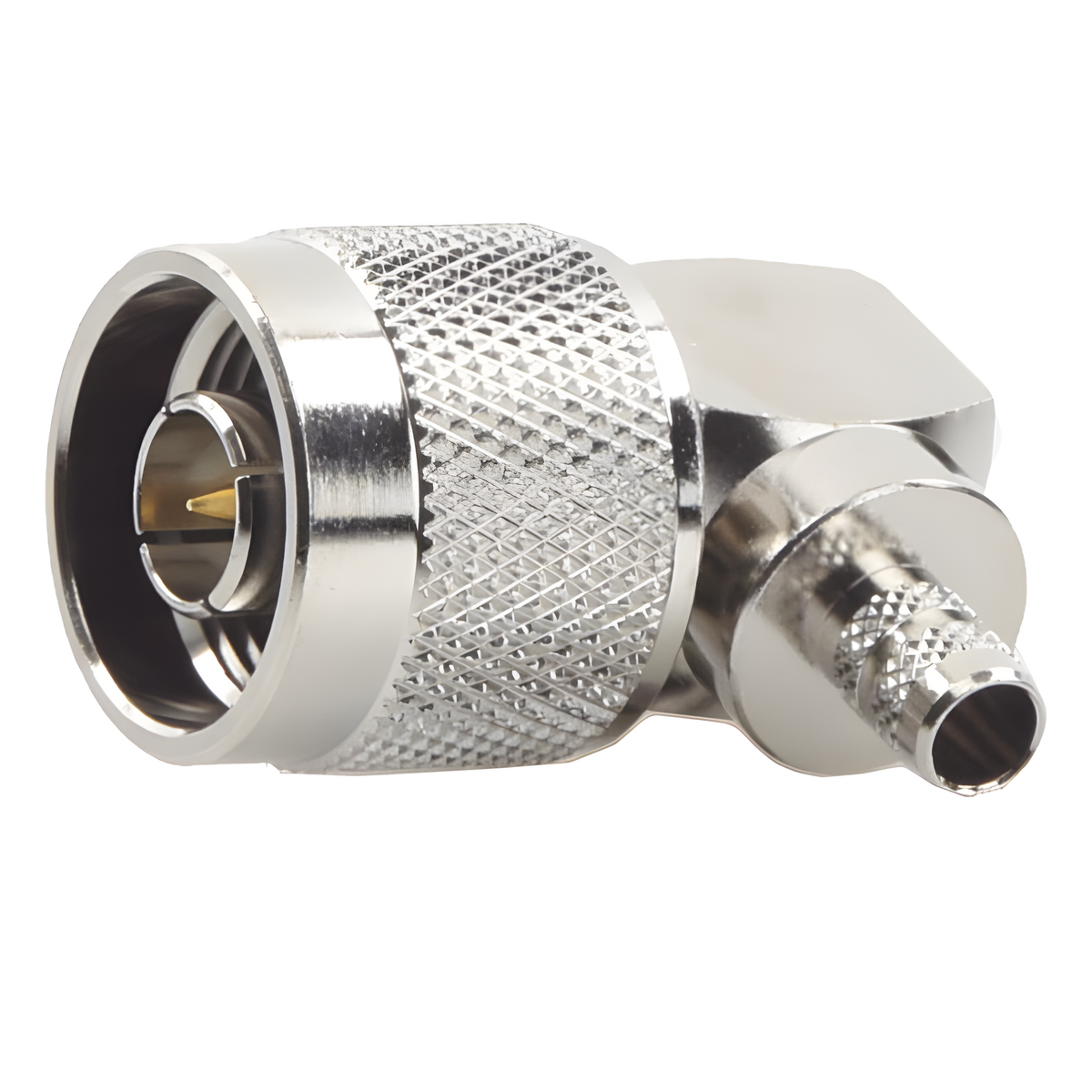 Conector N Macho en A/R de Anillo Plegable para Cables RG-8/X, LMR-240, Níquel/ Oro/ Teflón.
