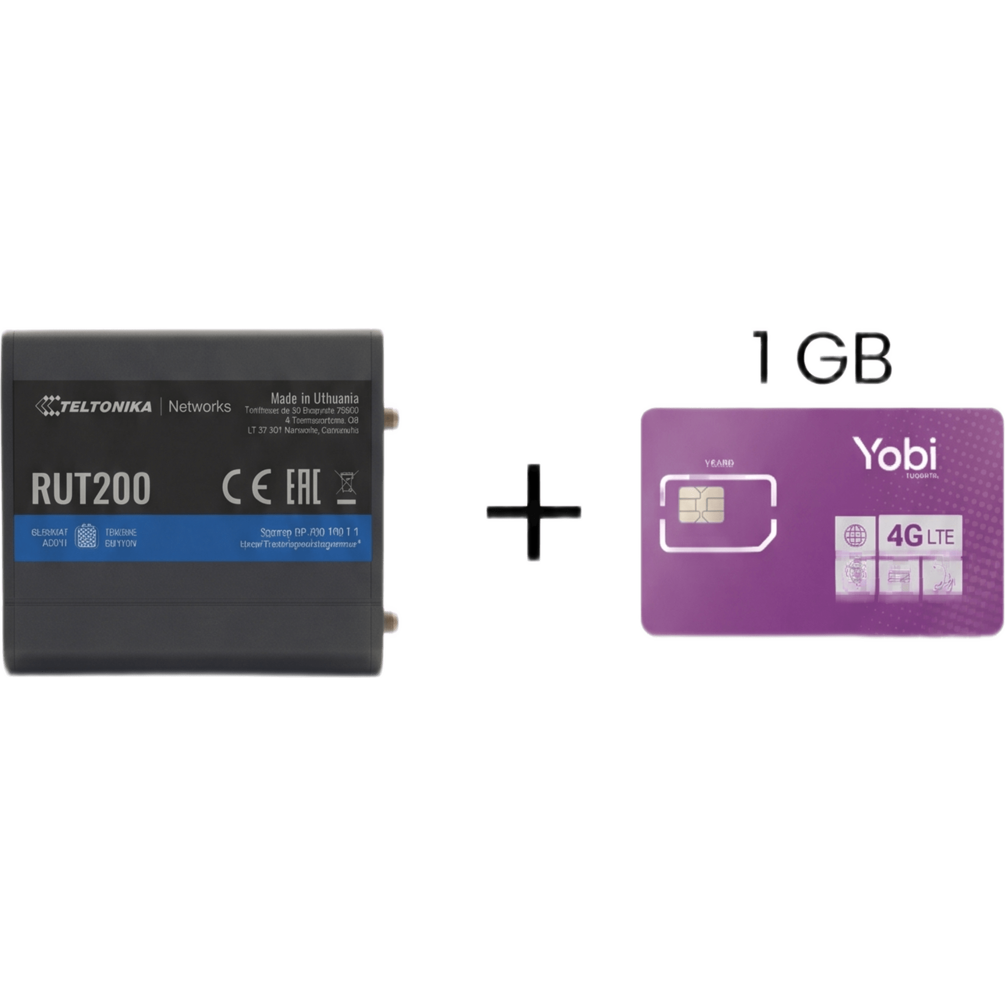 Router Teltonika LTE/4G RUT200 + SIM de YOBI de 1GB por Mes durante un año de servicio (solo datos)