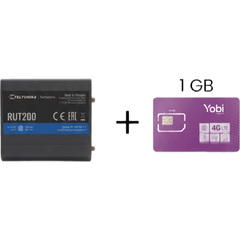 Router Teltonika LTE/4G RUT200 + SIM de YOBI de 1GB por Mes durante un año de servicio (solo datos)