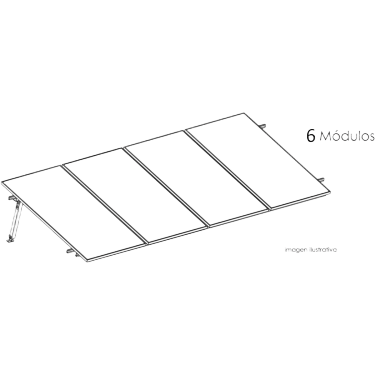 Kit Basel Sistema de Montaje Solar para 6 Módulos / Inclinación 10° / Para Módulo 645 W / Dimensiones del Módulo 2.382 m (7.8 ft) x 1.134 m (3.7 ft) / Velocidad de Viento 170 km/h /  Losa Plana Una Fila