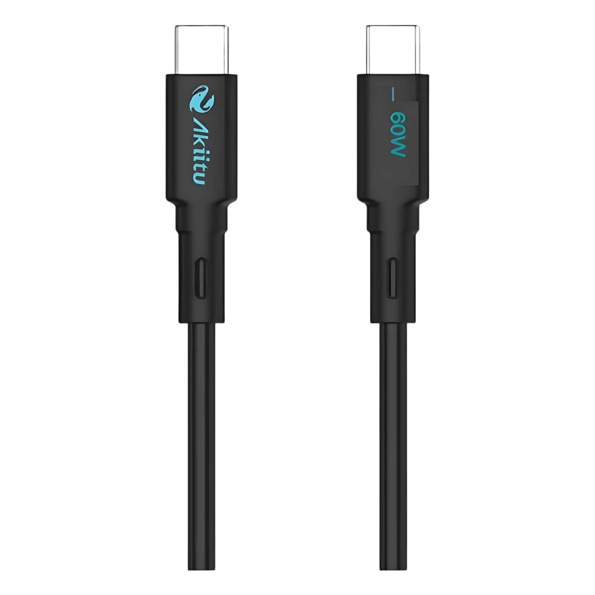 Cable USB-C a USB-C / 1 Metro / Carga Rápida 60W / Transferencia 480 Mbps / Magnético de Silicona Líquida / Auto-enrollable / Anti-enredos / Negro