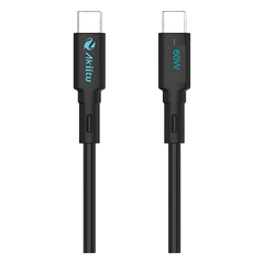 Cable USB-C a USB-C / 1 Metro / Carga Rápida 60W / Transferencia 480 Mbps / Magnético de Silicona Líquida / Auto-enrollable / Anti-enredos / Negro
