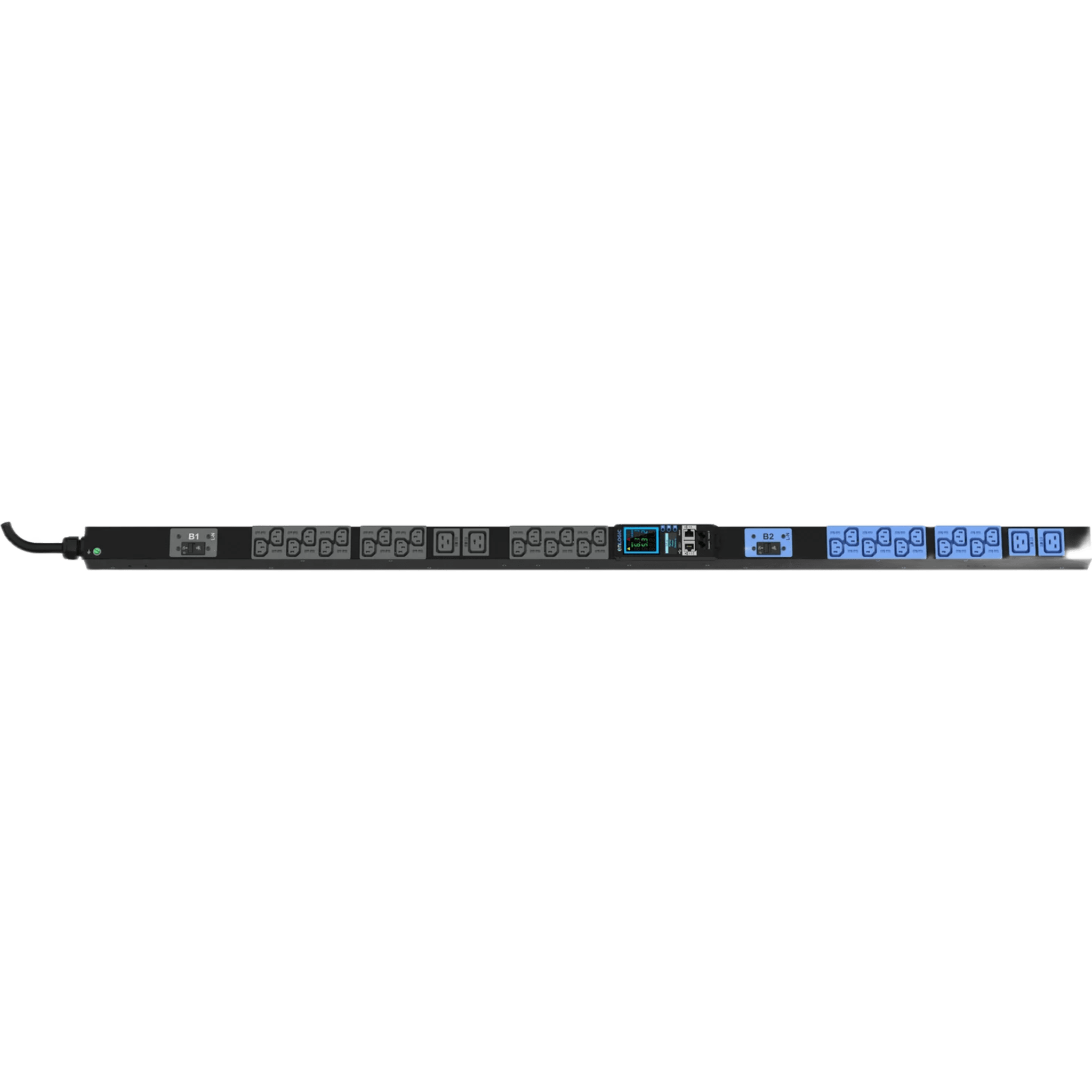 PDU Inteligente Enlogic / 24 Tomas (20) C13 + (4) C19 / 230 Vca Monofásico 32 A / 7.4 kVA / Medición por Entrada / 2 Breakers 16 A / 0U Vertical 1.49 m (4.9 ft)