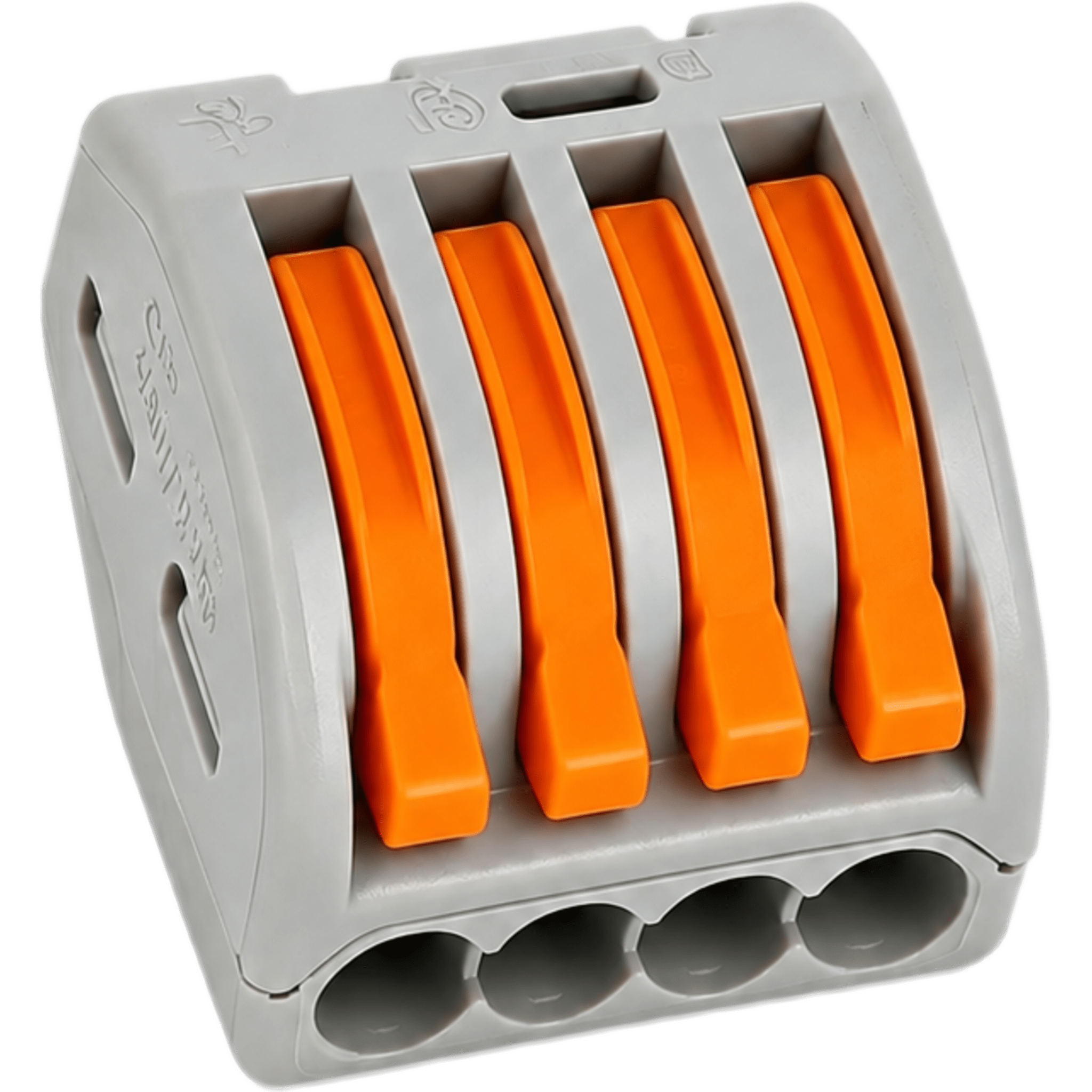 Conector Rápido Push-in con Palanca para Empalmes Eléctricos / Reutilizable y sin Herramientas / 4 Vías / 32 A / Paquete con 100 Piezas