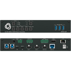 Transmisor Matricial Integrado | 2 Entradas USB-C y 2 HDMI/USB | Salidas HDMI y HDBaseT | USB 2.0 sobre HDBT | DSP de Audio Integrado | HDCP 2.2 | 4K60 18 Gbps | Carga USB-C hasta 60 W | Extensión hasta 70 m (230 ft) | Montaje Bajo Mesa o Podio