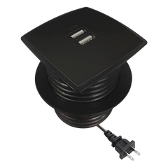 Caja Cuadrada Multy USB con 2 Puertos USB y Cable de Corriente Color Negro