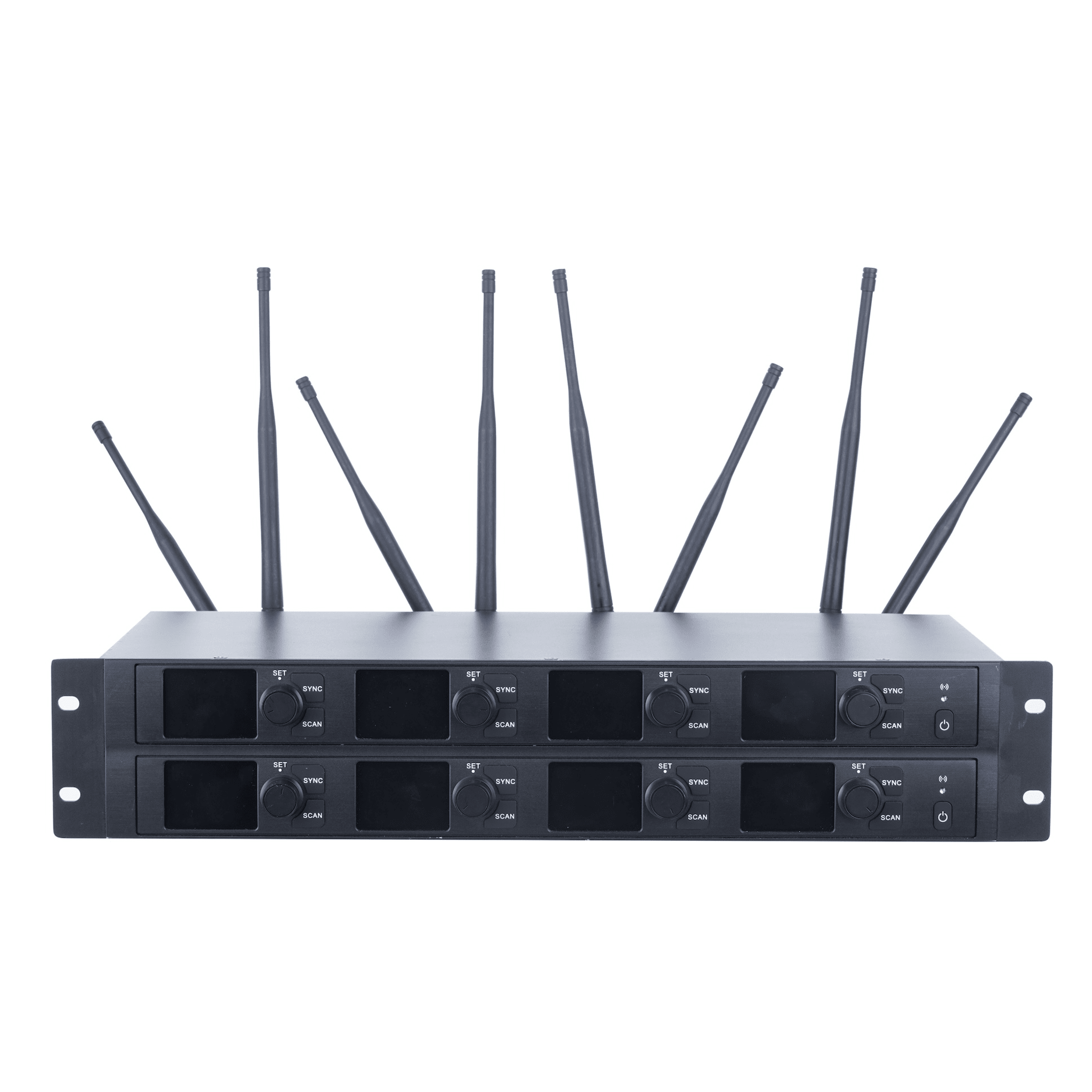 Receptor Inalámbrico | 8 Canales | Transmisión Digital U-Band 540-690 MHz | Modulación PI/4-DQPSK | Pantalla TFT-LCD 2.2" | Salida Balanceada y Desbalanceada | Encripción de Audio | Escaneo de Frecuencia