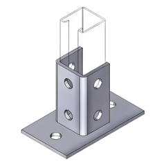 Base Cuadrada con 4 Perforaciones para Perfil Sencillo.